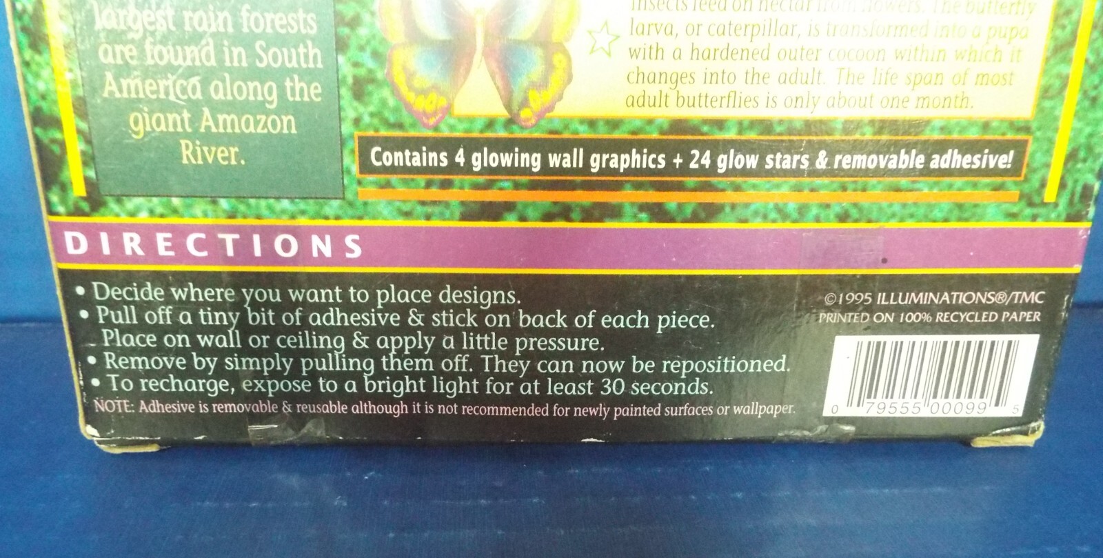 Vintage 1995 Glow In The Dark ILLUMINATIONS Rainforest /4 Wall Graphics/24 Stars