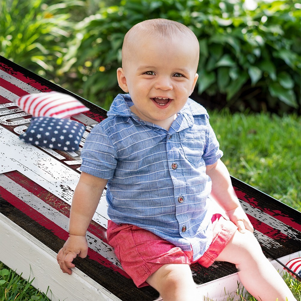 God Family Country Rustic Style American Flag Cornhole Wraps Cornhole Skins Wrap
