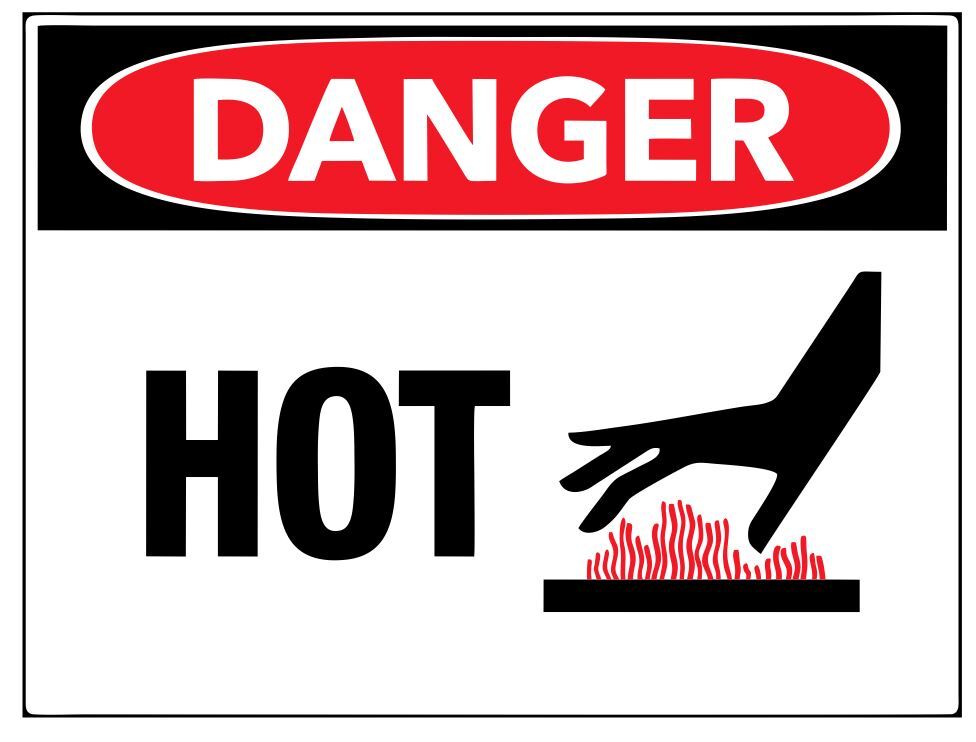 Danger Hot Surface Safety Sign Sticker Decal Label D7299