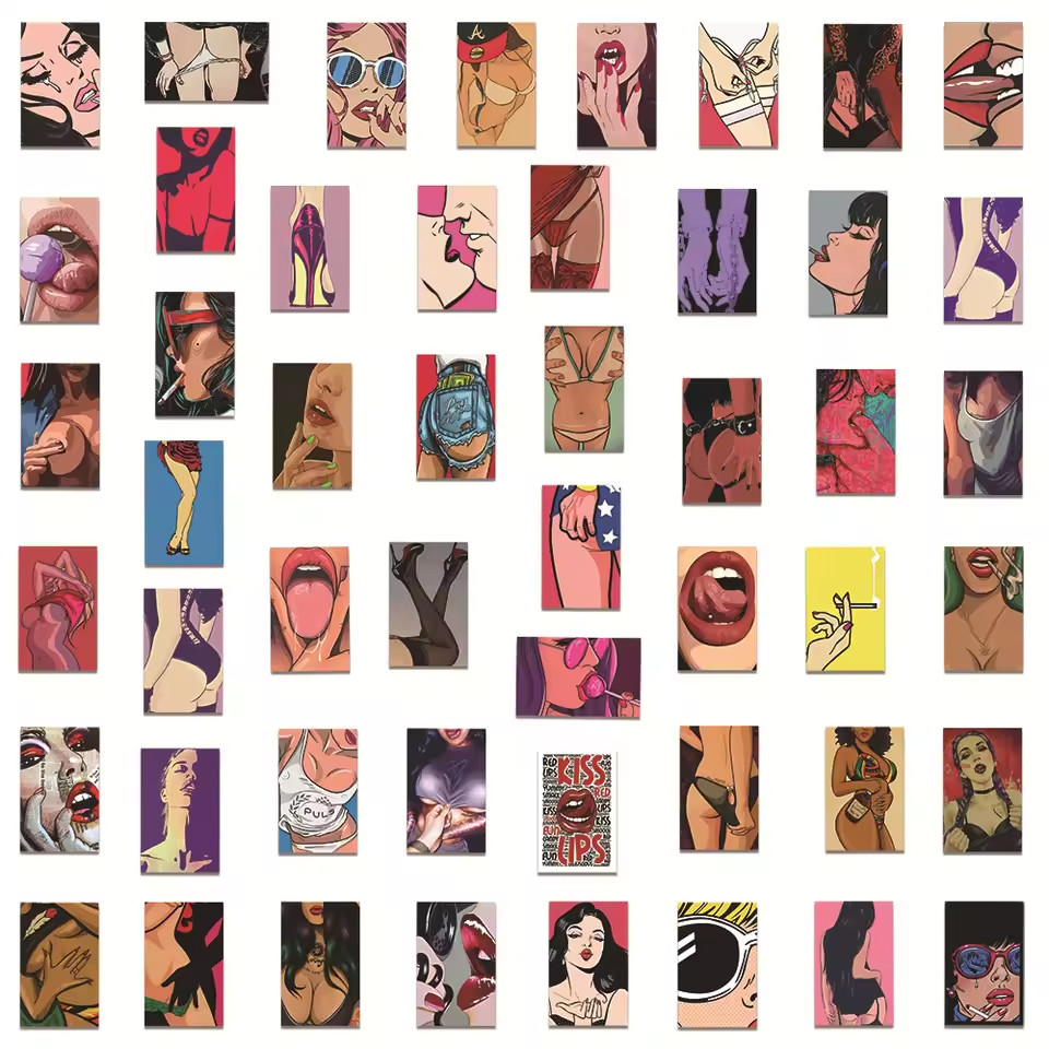 50 Count Sexy Spicy Seduction Pinup Stickers for Wall Phone Laptop