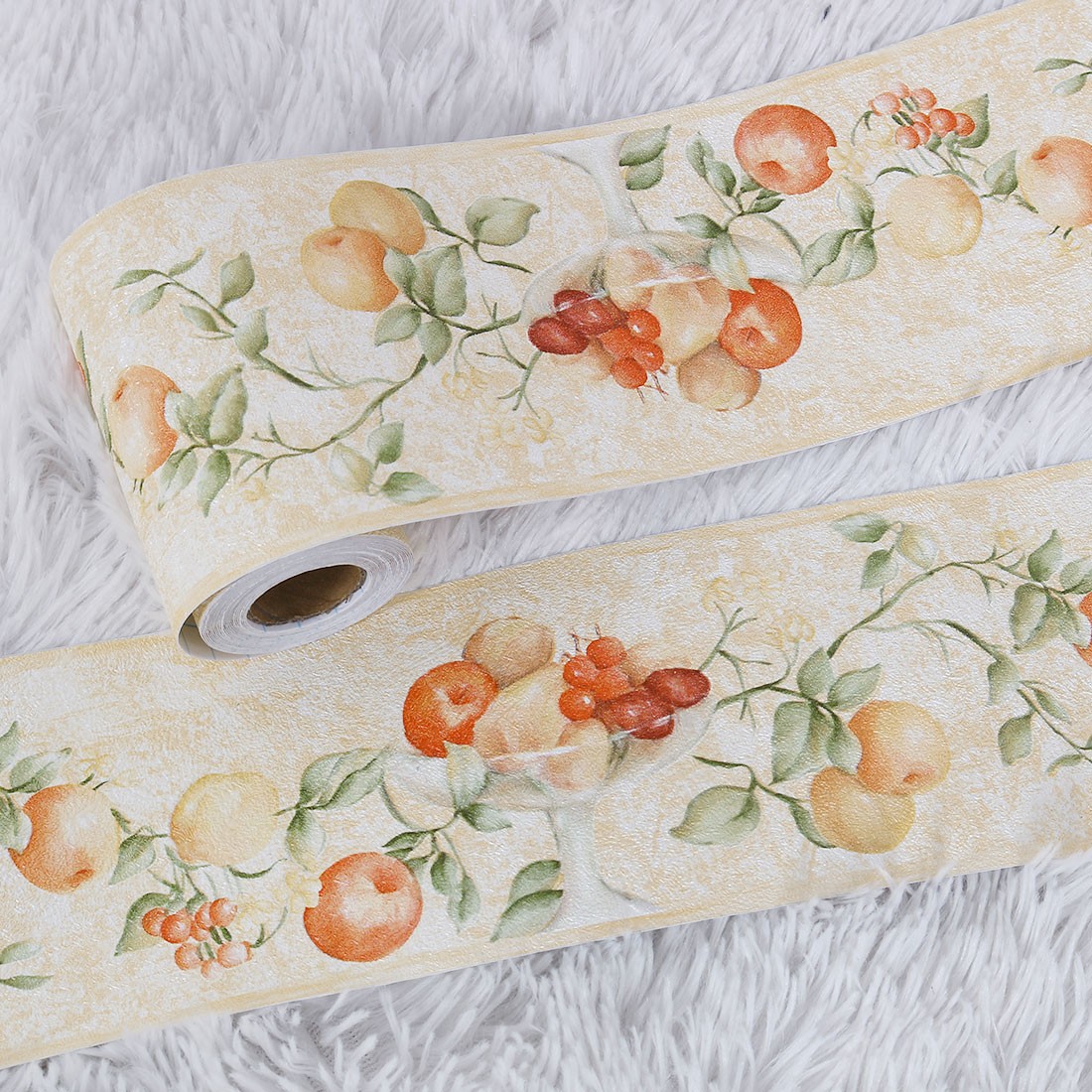 Wall Paper Border Self Sticker Green Fruit Pattern for Kitchen Bedroom Decor