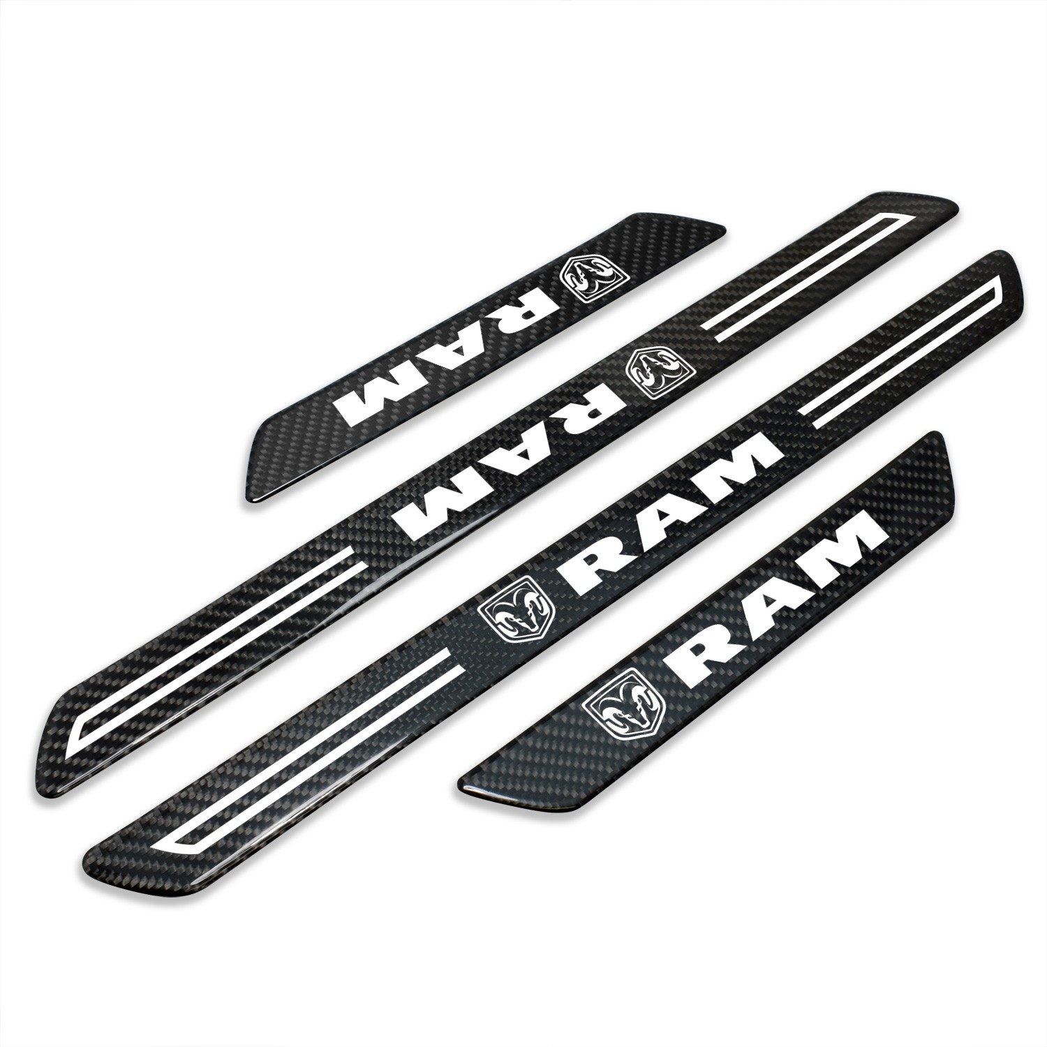 RAM Black Carbon Fiber Universal Door Sill Protector Kick Plates