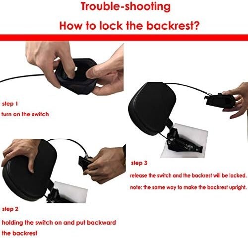 Motorcycle Adjustable Rider Backrest with Pad Foldable Driver Backrest Fit for H