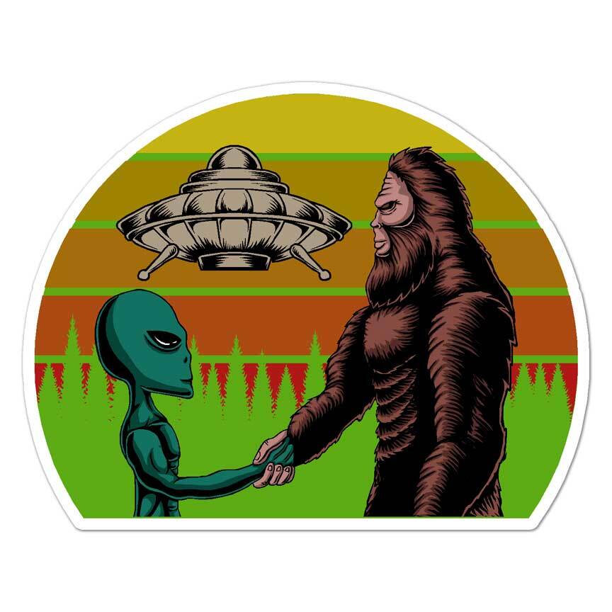 Bigfoot Alien UFO, Vinyl Decal Sticker, Indoor Outdoor, 3 Sizes, #7597