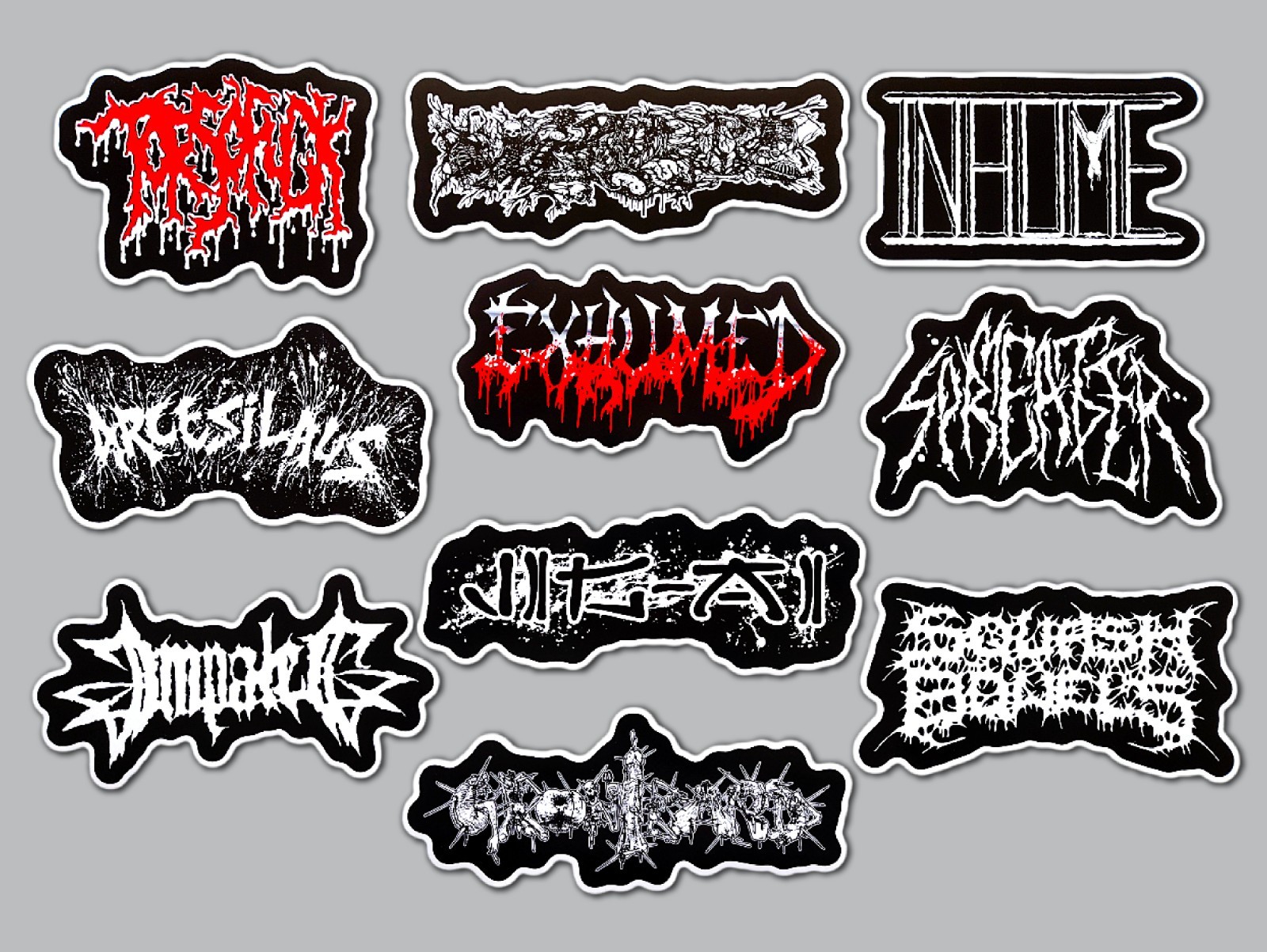 Grindcore Vinyl Sticker Lot (10 Pack) SET 7 goregrind exhumed impaled slam punk