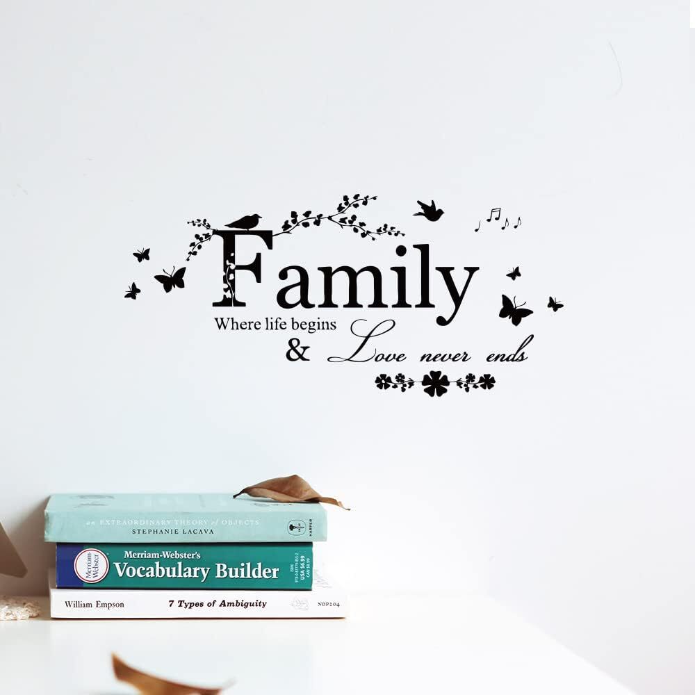 Family Letter Quote Removable Vinyl Decal Art Mural Home 22" x 10", Black