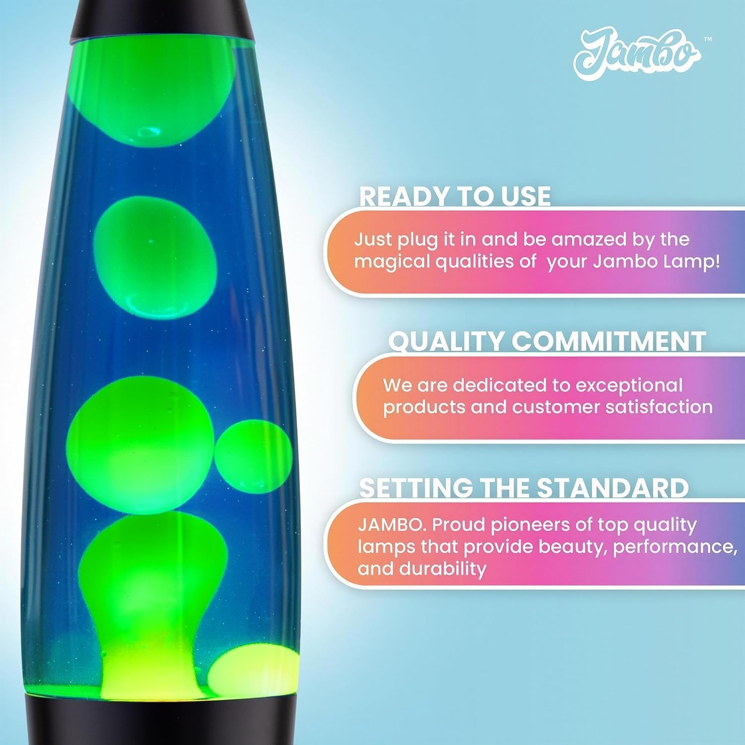 16" Beautiful Lamp- Blue with Yellow/Green Wax, Relaxing Liquid Lamp for Livi…