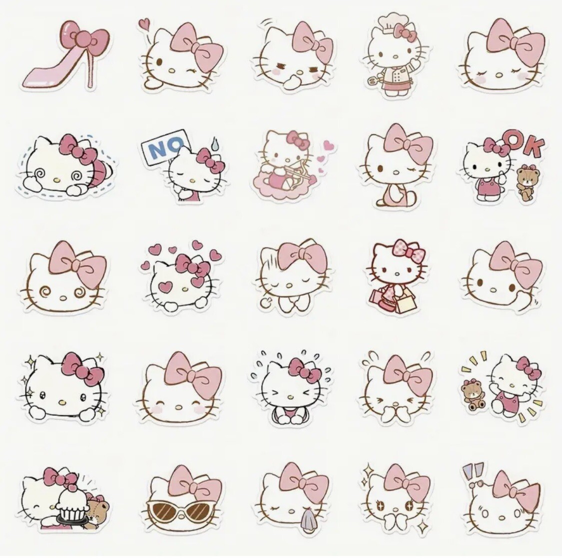 Hello Kitty Stickers 50 Pcs, Pretty In Pink Kawaii Decals Sanrio Cartoon Cat