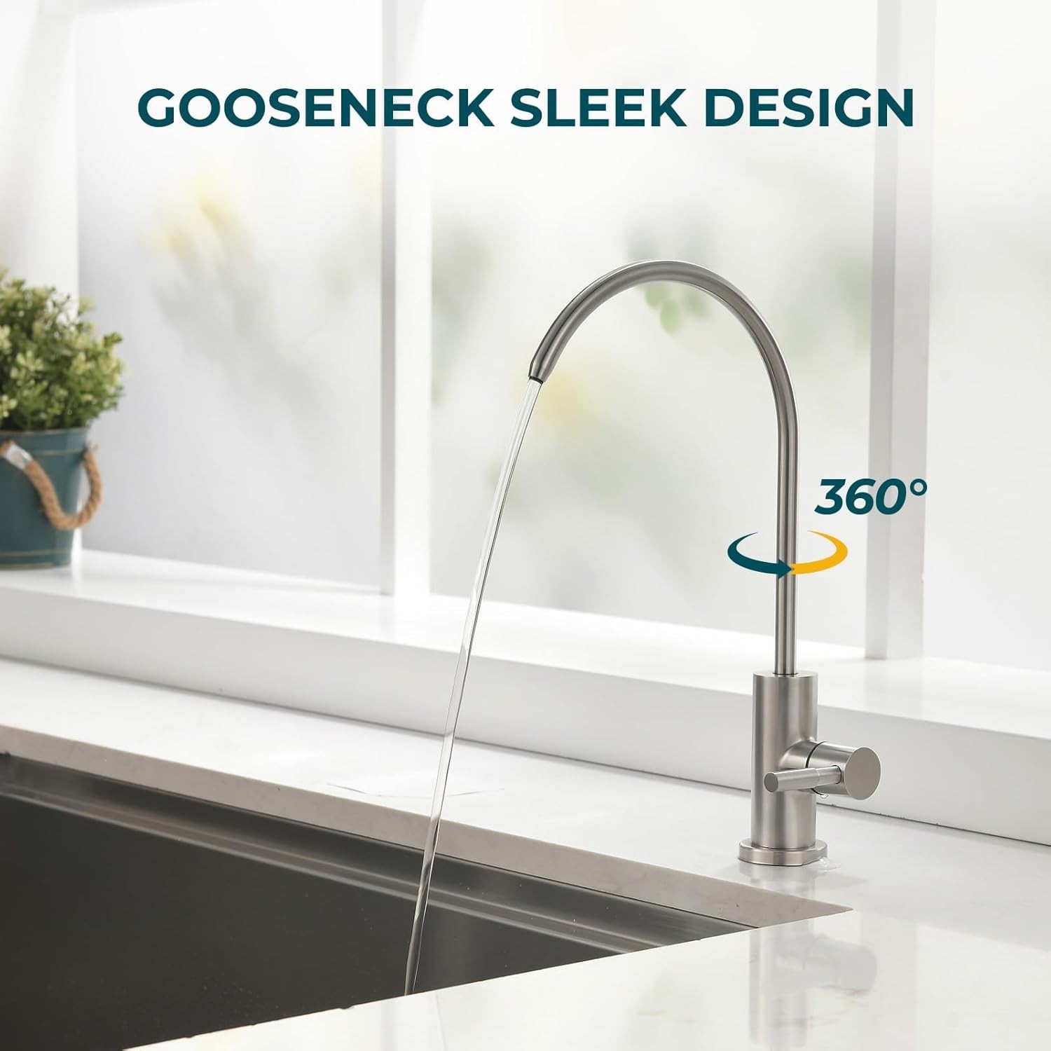 Mid Arc Brushed Nickel Drinking Water Faucet – Safe & Stylish Kitchen Solution