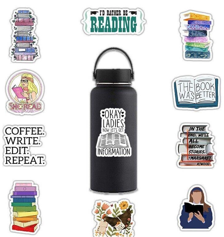 READING Vinyl Stickers [A/B] I LOVE BOOKS Learning BOOKWORM Teacher LIBRARIAN