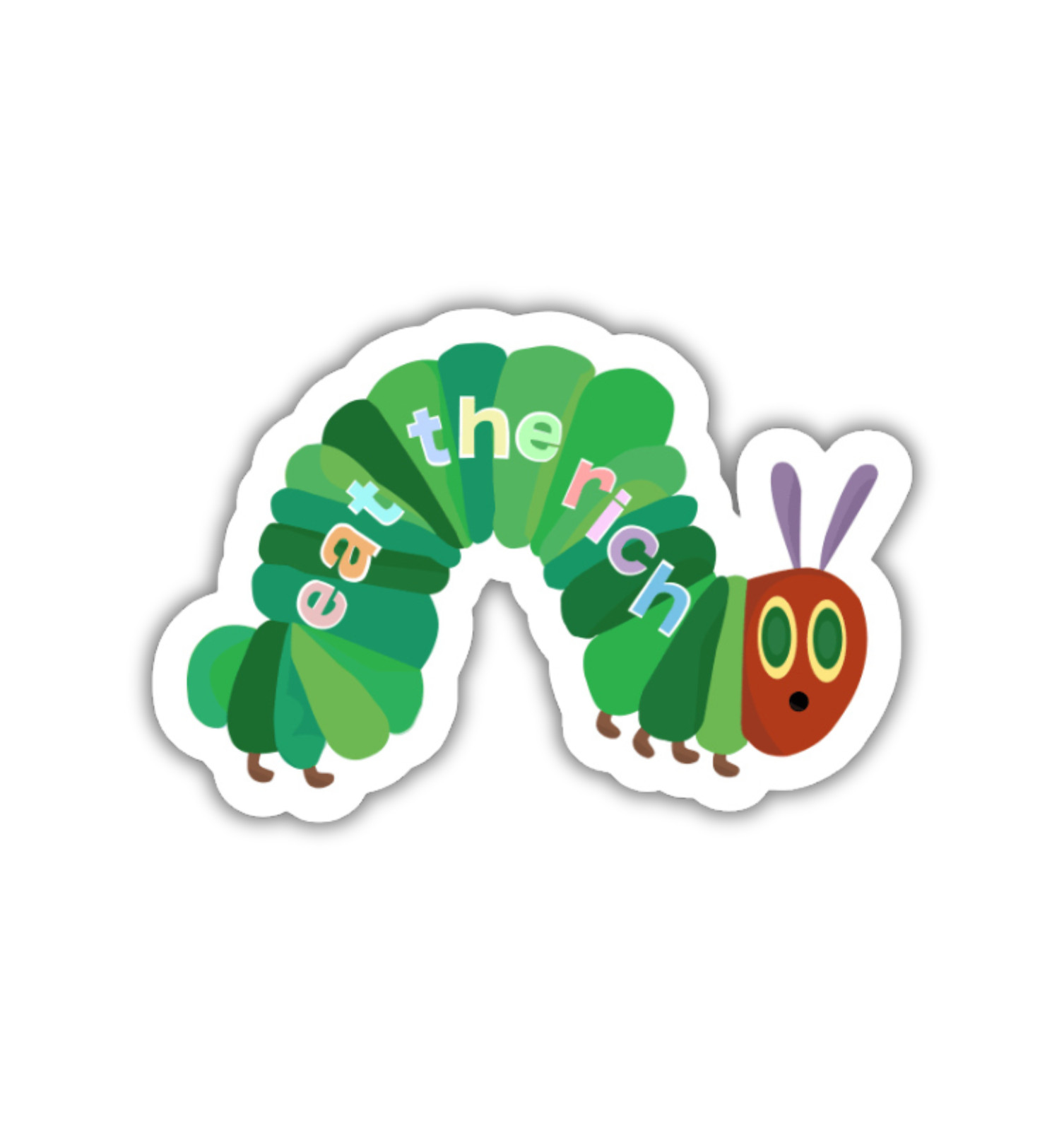 Eat The Rich caterpillar Fridge Magnet or Laptop Sticker