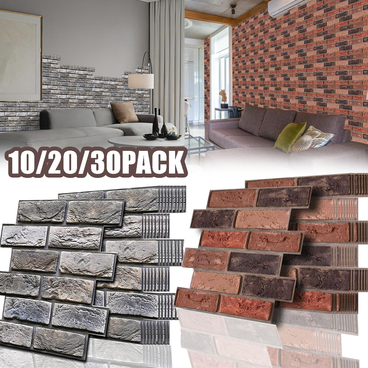 Brown Brick Wall Stickers Wallpaper Self Adhesive Peel and Stick Wallpaper Decor