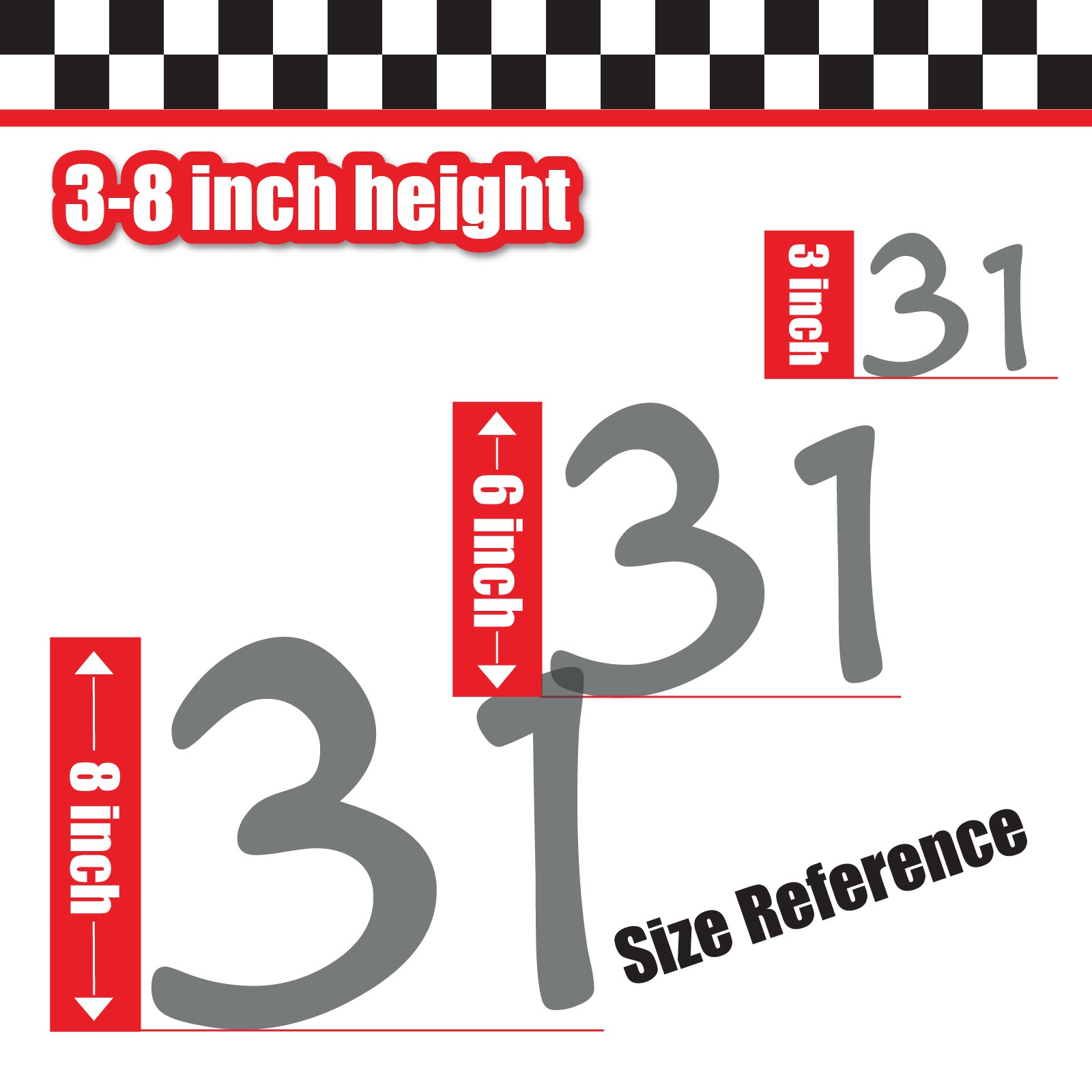 3 Digit Single Number Stickers Custom Decal Locker Door 3pcs Anime Ace