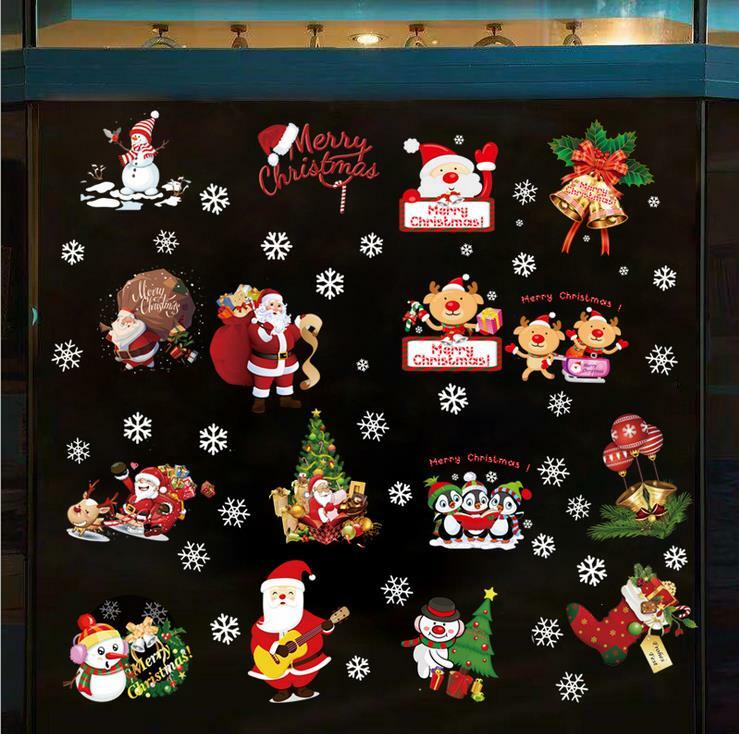 Christmas Window Cling Wall Sticker Decal Snowflake Santa Claus Reindeer Decor