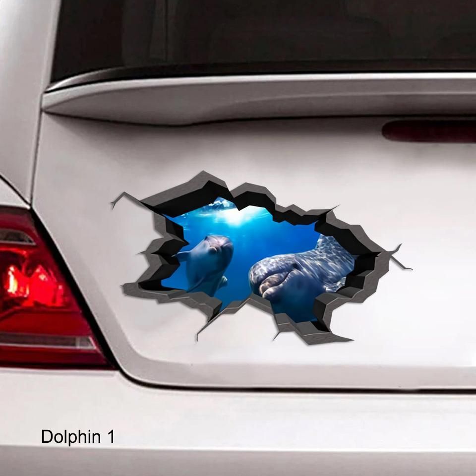 LARGE-SIZED CAR DECAL – DOLPHIN – 5 CHOICES