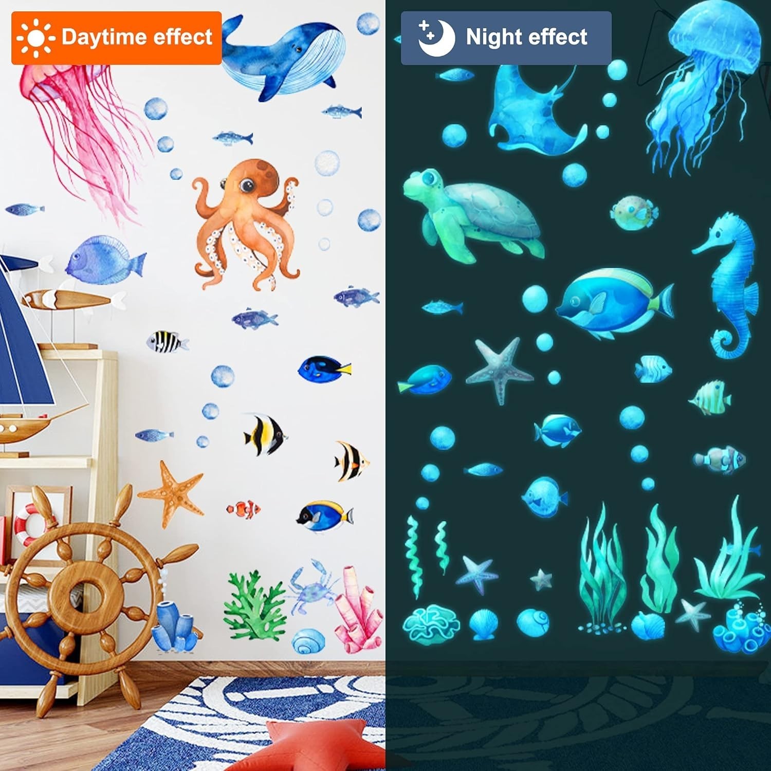 Removable Waterproof Ocean Creatures Decals