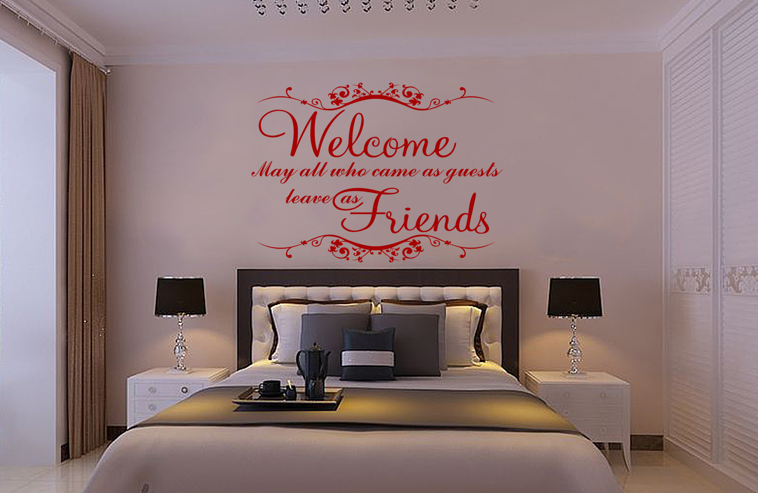Hand Carving WELCOME FRIENDS Words Quote Wall ART Sticker Decor UK RUI173