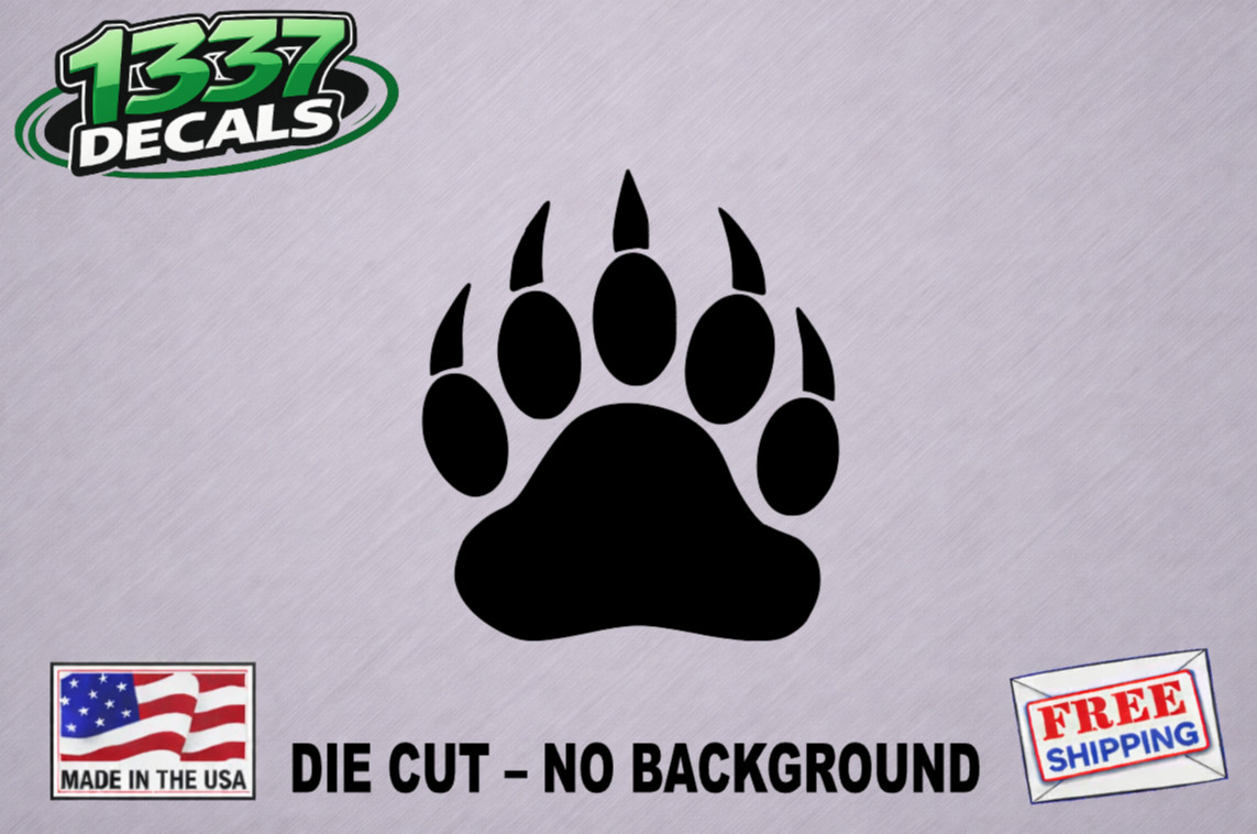 Bear Paw Print Vinyl Decal Sticker Car Truck Wall Choose Size Color
