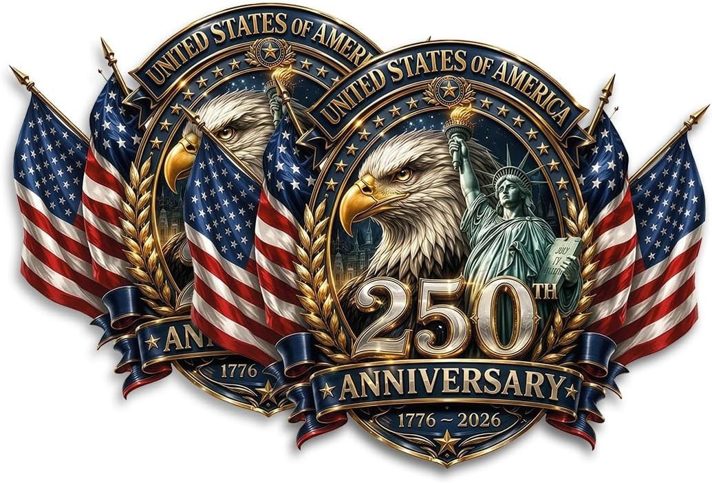 2-Pack USA 250th Anniversary Crest Eagle Liberty Seal Sticker Decal 4"x5"