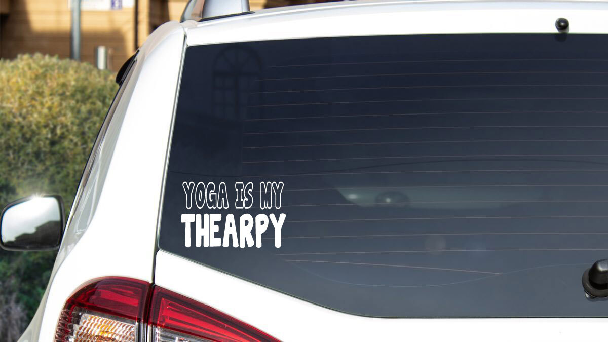 YOGA IS MY THERAPY Vinyl Decal Sticker Gym Rat Fitness Workout Gymrat Custom