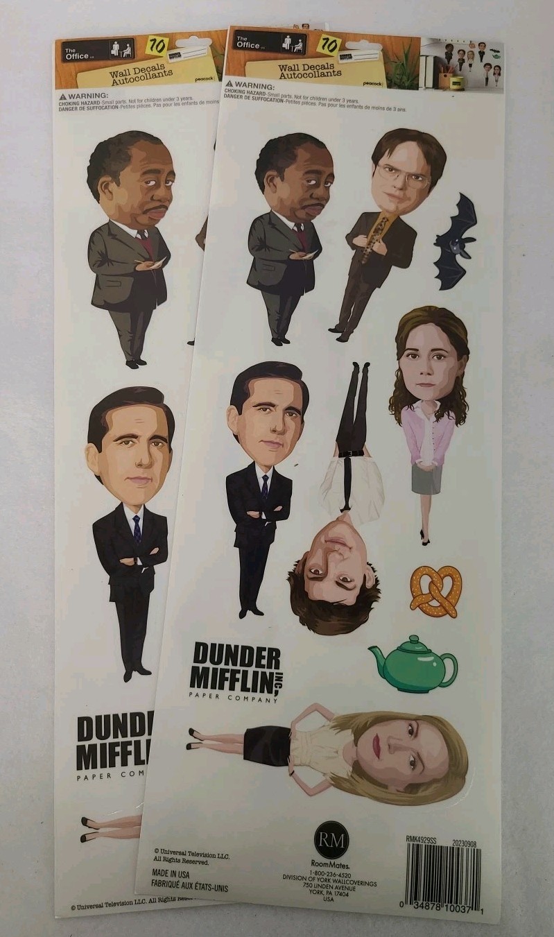 The Office Michael Scott Dunder Mifflin Dwight Sticker Wall Decal LOT 2 SHEETS