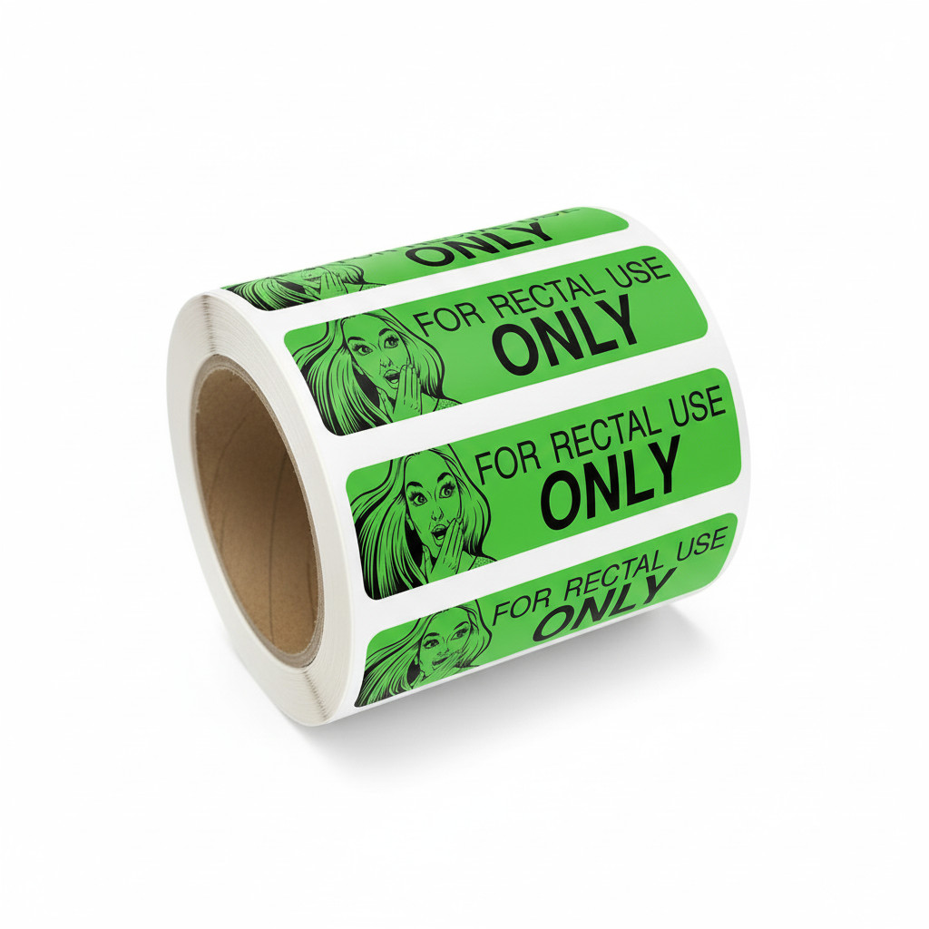 For Rectal Use Only Stickers 1.5×0.375 Green Funny Prank Labels 200 Roll Joke