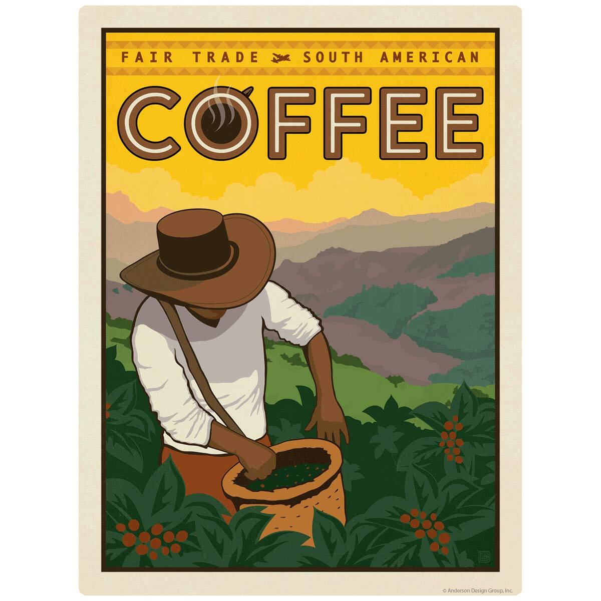 South American Coffee Fair Trade Decal Peel and Stick Decor