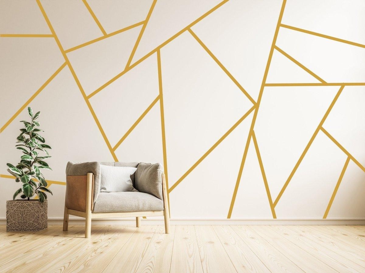 Geometric Wall Stickers, Elegant Gold Decal Design, Modern Wall Art