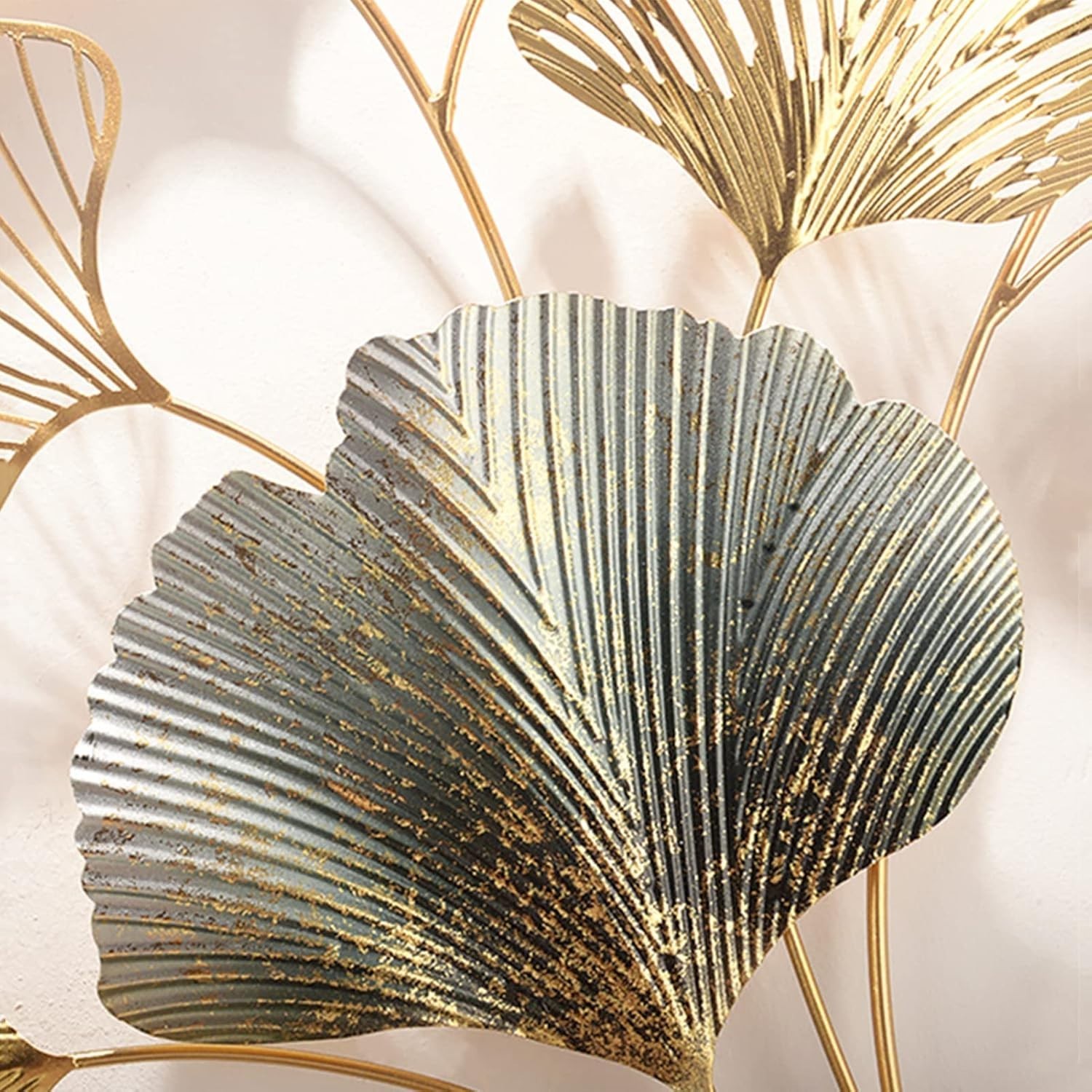 Elegant 3D Golden Ginkgo Leaf Wall Sculpture Set – Handmade Metal Art Decor