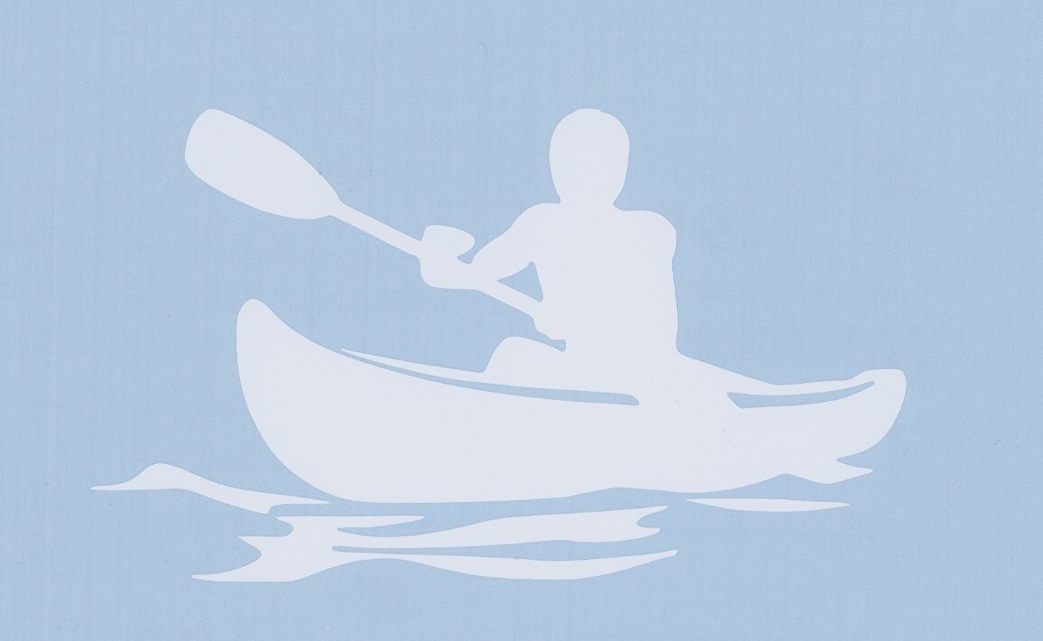 1 Kayak Decal Sticker 6" White Canoe Kayaking Decals Truck Car Trailer