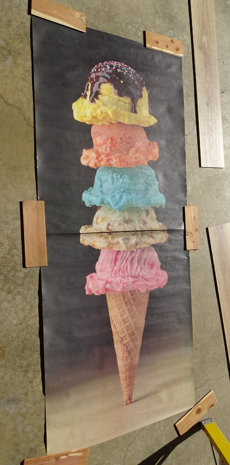 Food Challenge GIANT 5 Scoop Ice Cream Photo Door Wall Mural Poster 82.5” X 34”