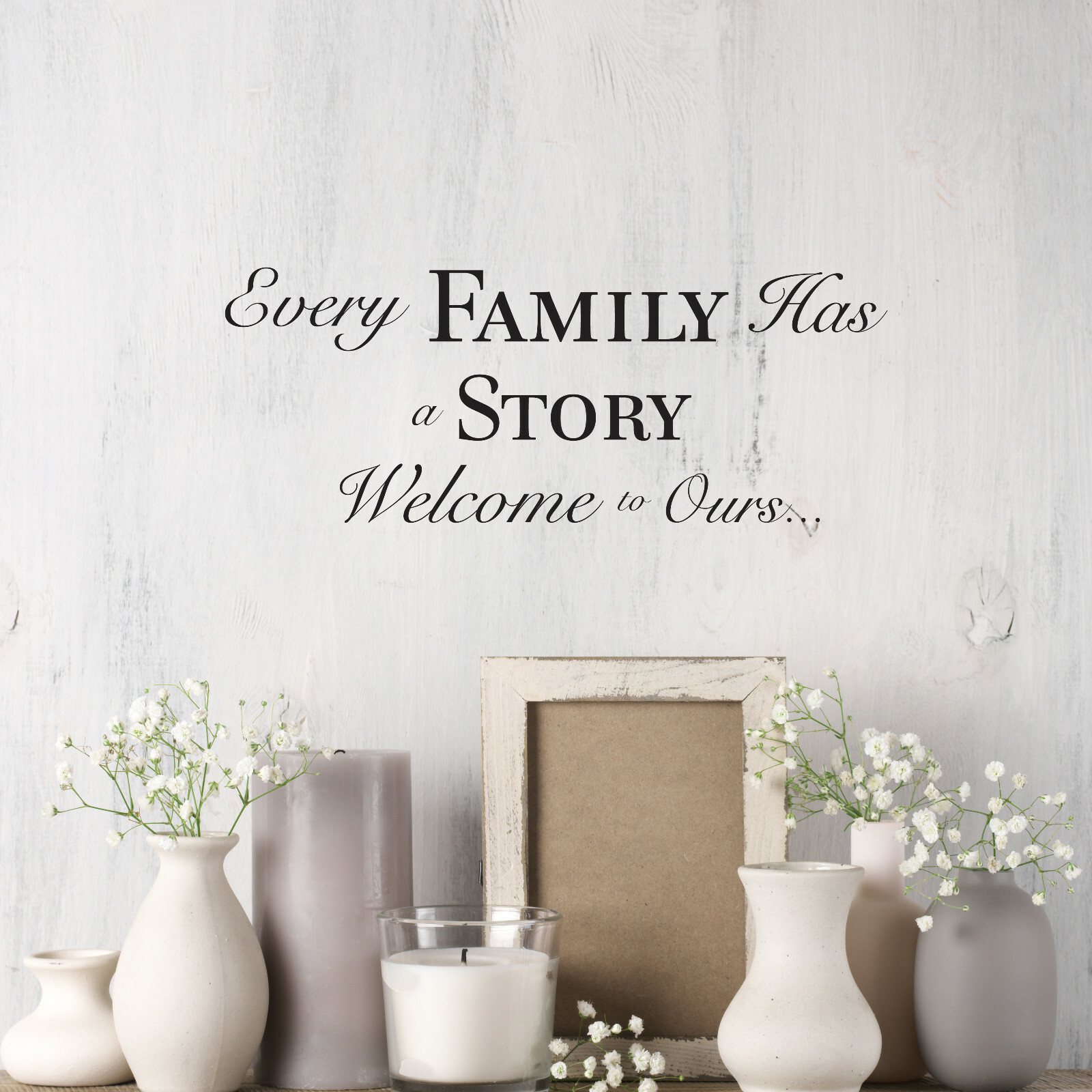 Wall Decal inspirational Quote Family Story Welcome Vinyl Decor Black gz448