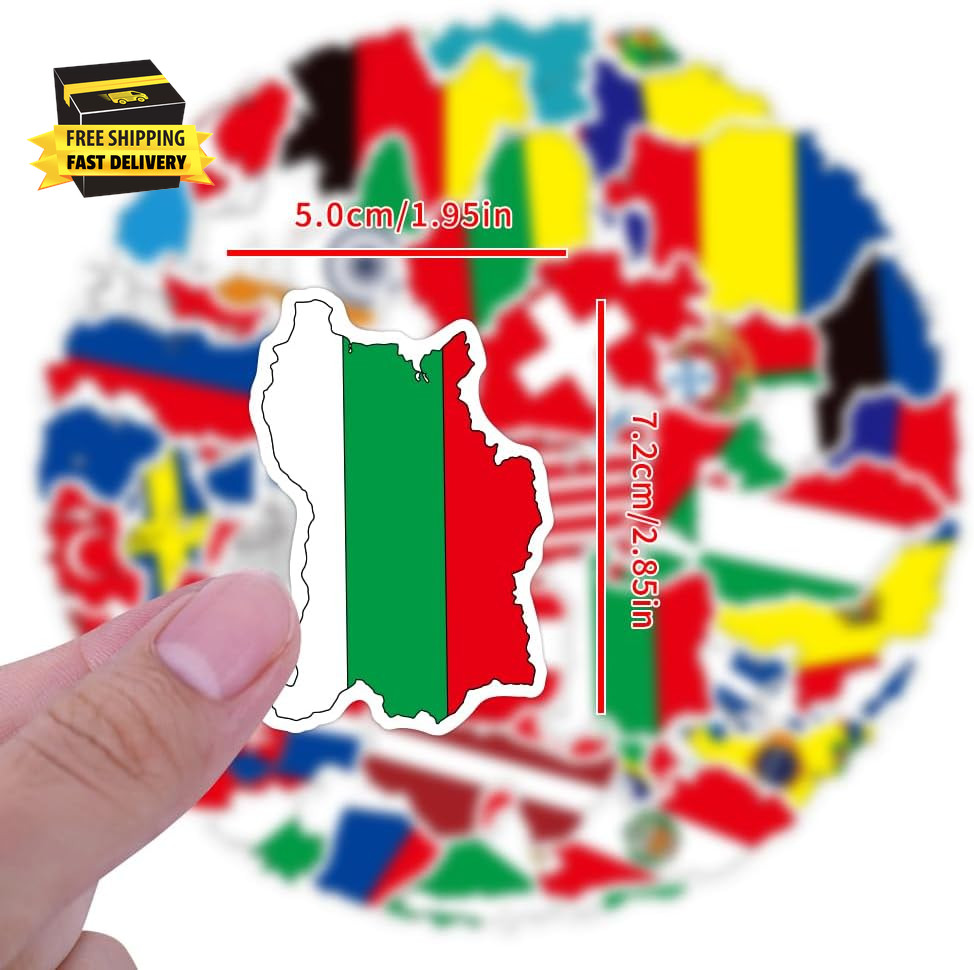 100 Pcs World Flag Stickers for Water Bottle, Waterproof Country Flag Sticker Pa