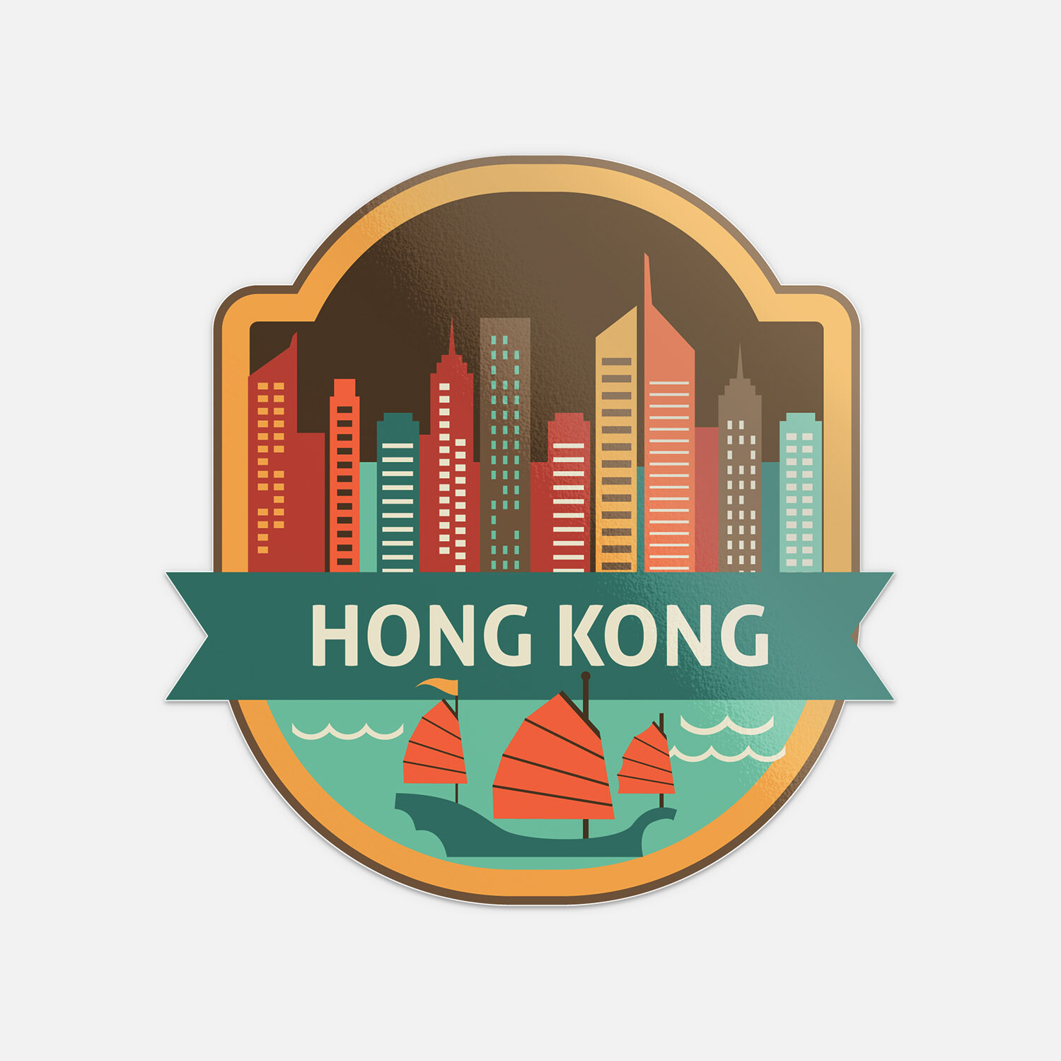 Hong Kong China World City Travel Label Badge Vinyl Sticker Decal