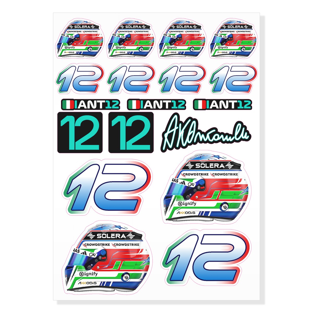 Kimi Antonelli F1 Formula One A4 Vinyl Decal Sticker | Racing | Indoor Outdoor