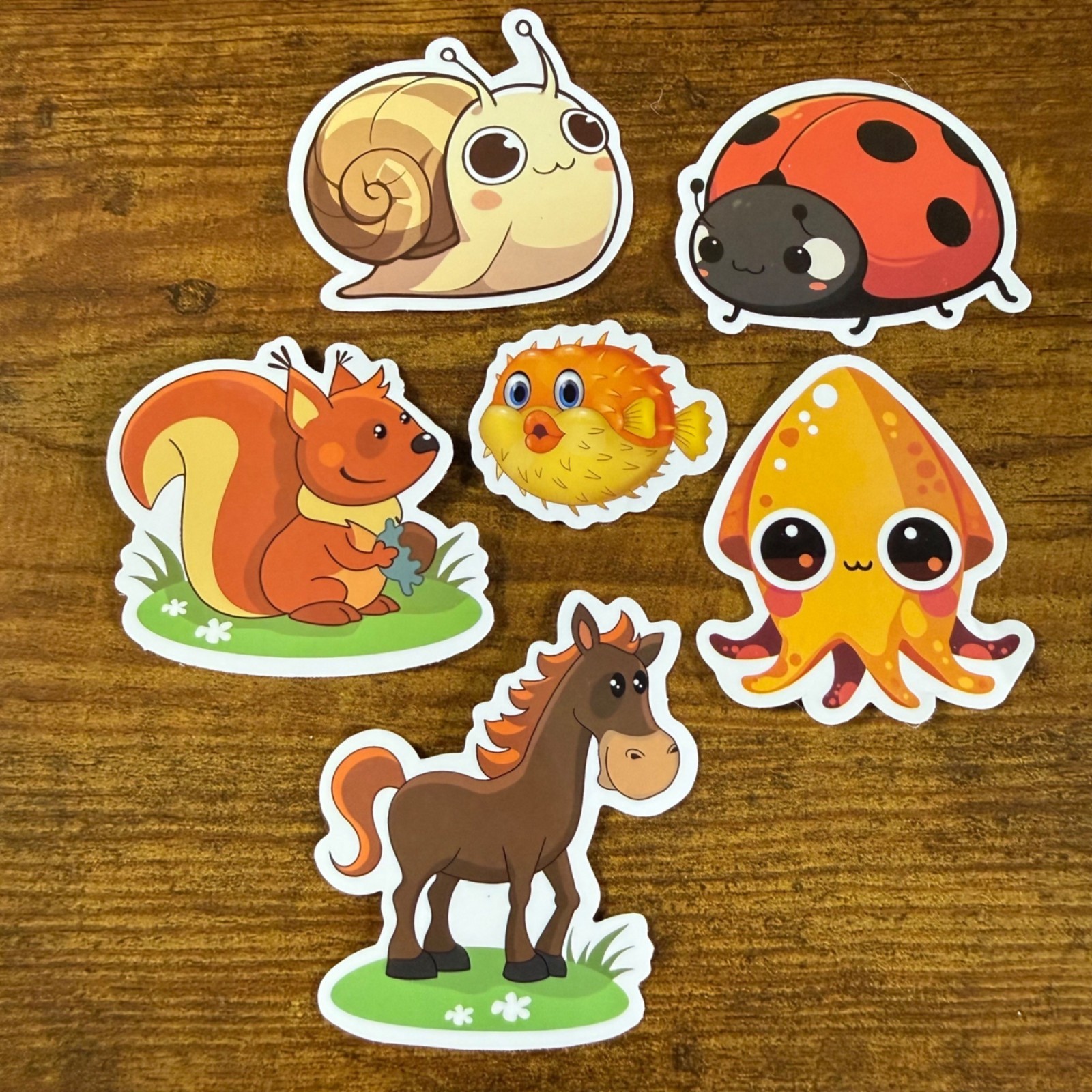 6 Stickers Animals Sealife Woodland Vinyl Decal Laptop Phone Bottle Notebook