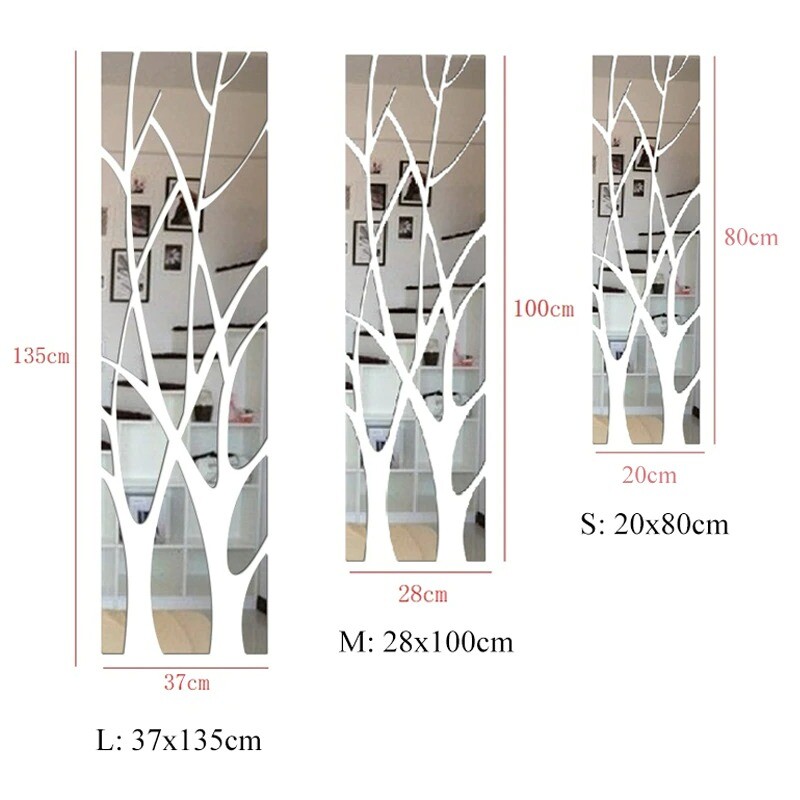 Large 3D Mirror Wall Sticker Home Living Room New Decoration TreeArt Removable