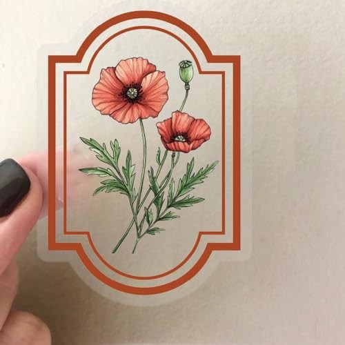50 Packs Transparent Stickers Water Bottles Laptop Phone Computer Flowers