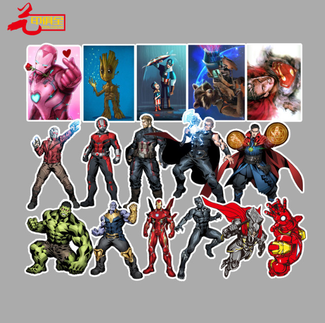 50 Pcs Stickers Marvel Heroes Movie Luggage Skateboard Car Phone Laptop Vinyl