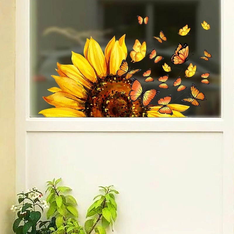 Wall Sticker Butterfly Flower Decal Vinyl Art Bedroom Kitchen Window Home Decor