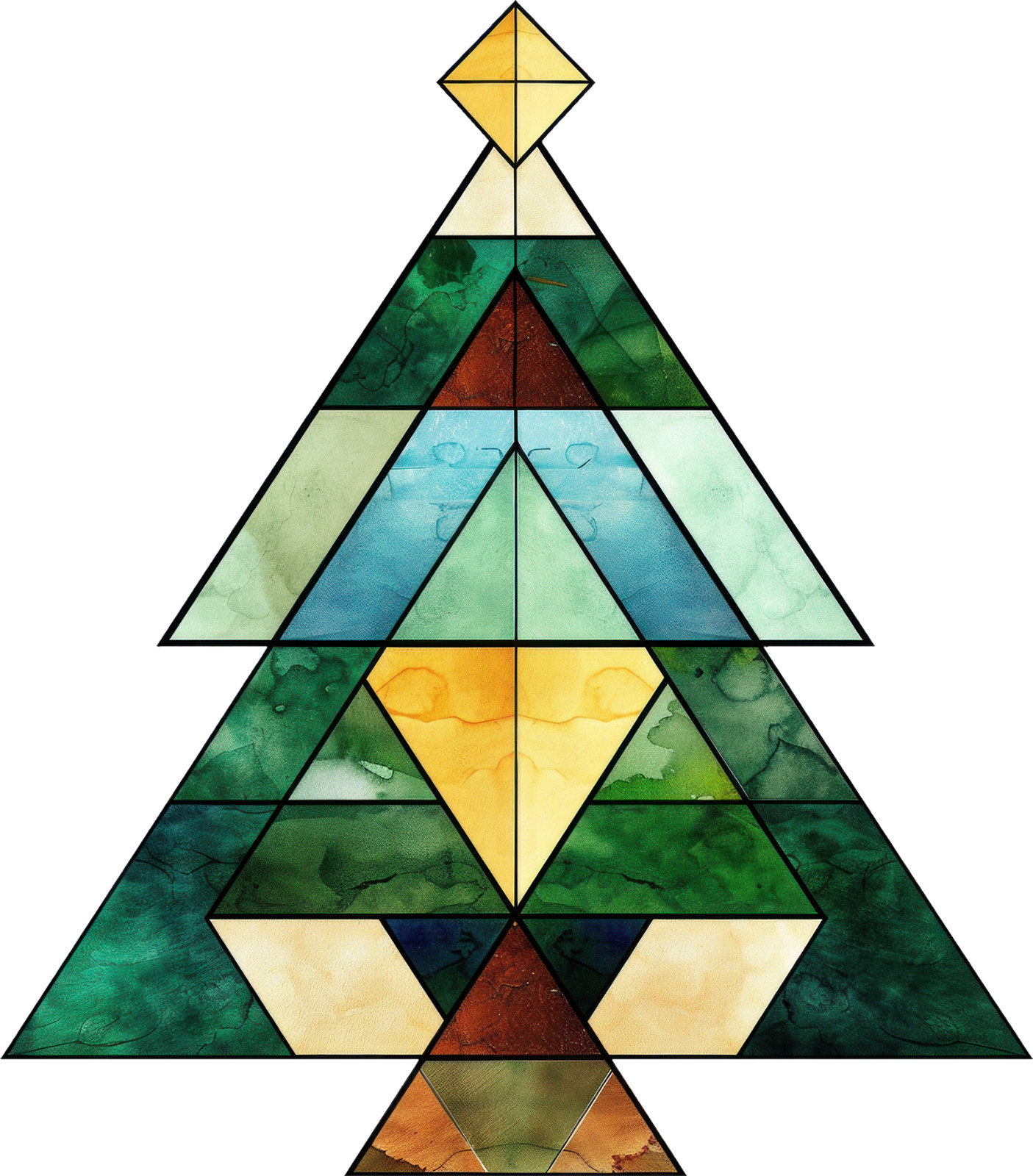 Christmas Tree Stained Glass Wall Decal Sticker 18X18cm Large