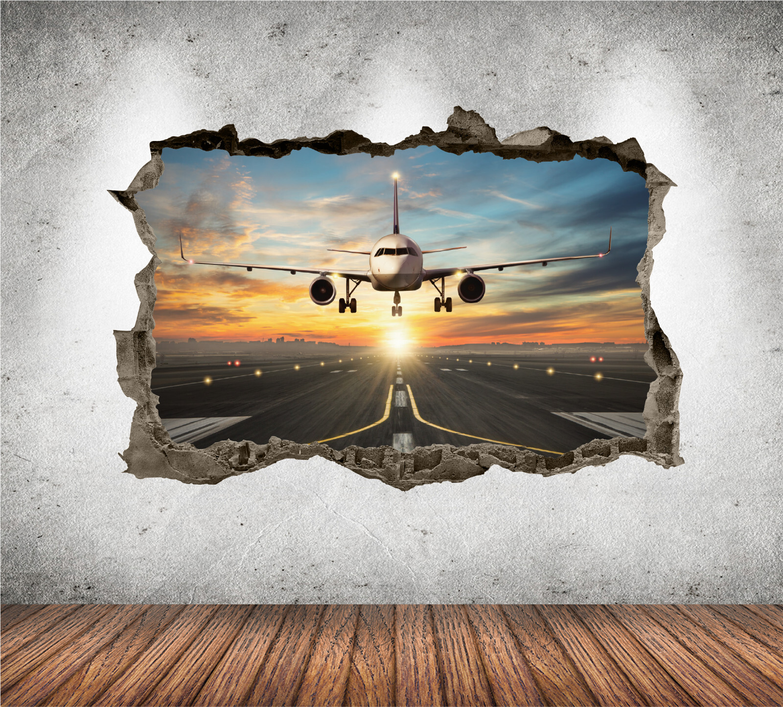 Airplane Wall Decal 3D AI Graphic Wall Art Sticker, Wall Decor, Vinyl KW154