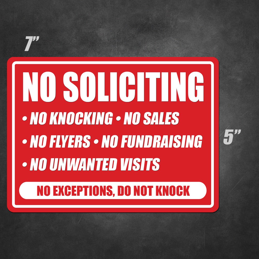 No Soliciting Door Window Sign 7×5 Vinyl Sticker Decal Business Do Not Knock