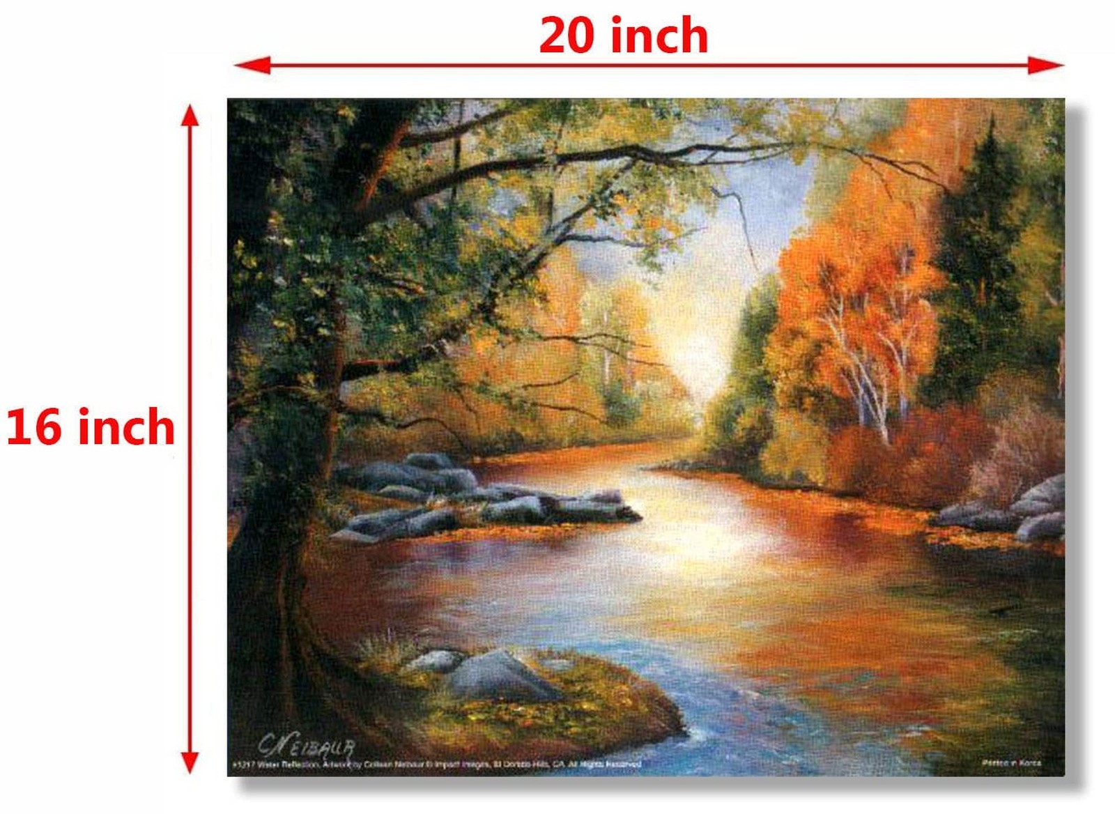 Scenery Forest Creek Water Reflection Nature Calming Landscape Wall Decor Art…