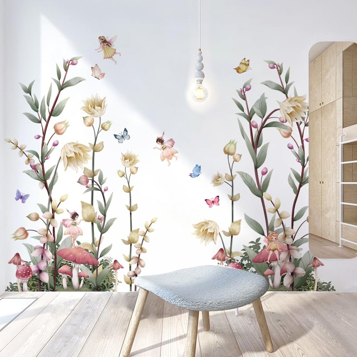 Boho Flower Wall Decals Fairy Wall Decor Wildflower Stickers with Peel and St…