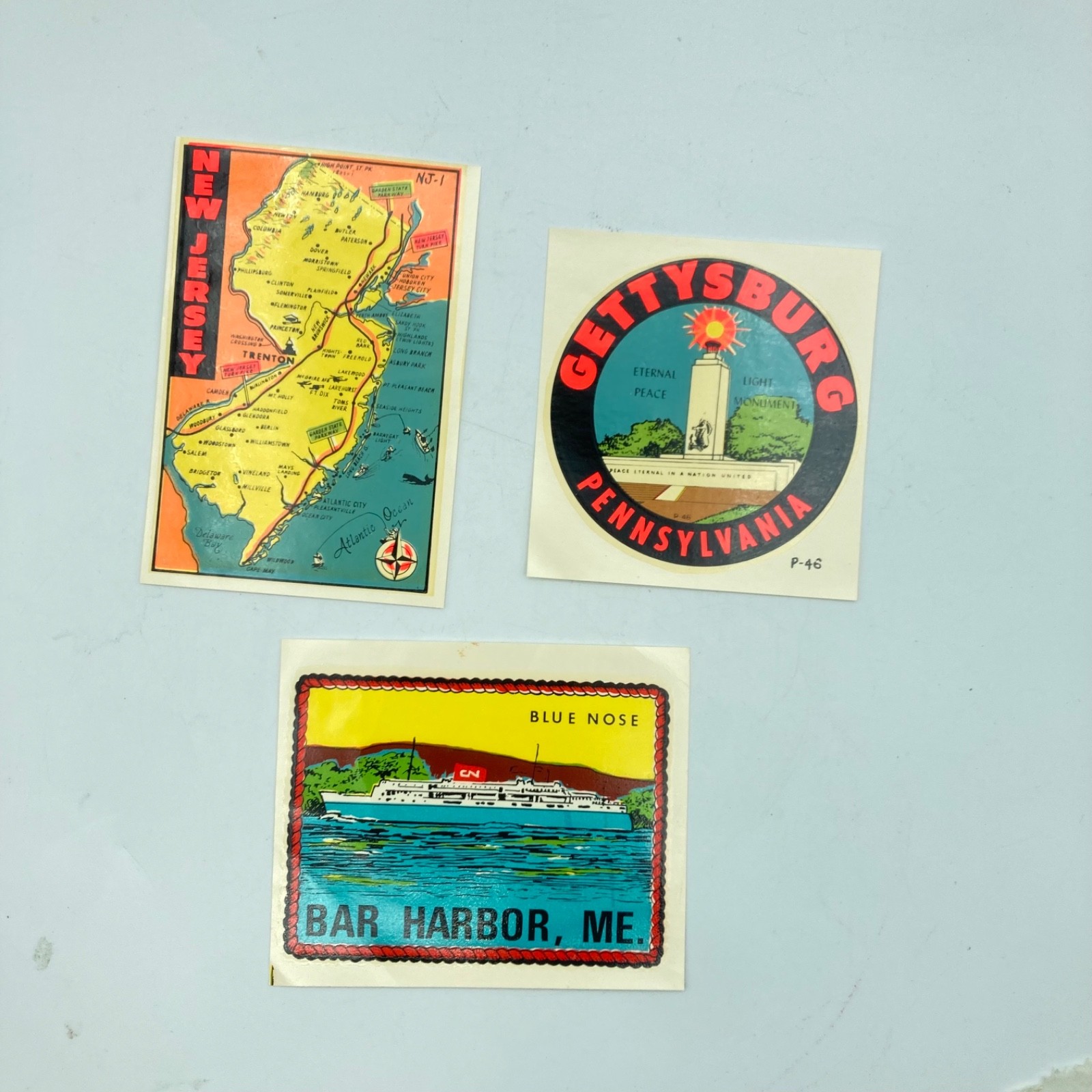 1960s Travel Decal East Coast Orig Sleeves Lindgren-Turner IMPKO 3 Decals