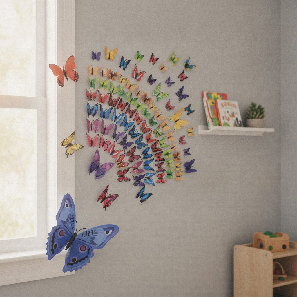 Amaonm 72 Pcs 3D Butterfly Wall Stickers Colorful Butterflies Wall Decor DIY …