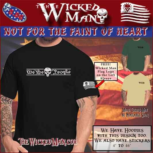 The Wicked Man – We The People Text USA Skull Decal Sticker