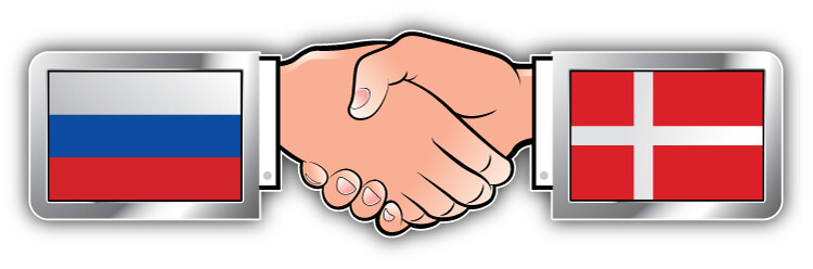 Russia Denmark Hand Shaking Flags Car Bumper Sticker Decal