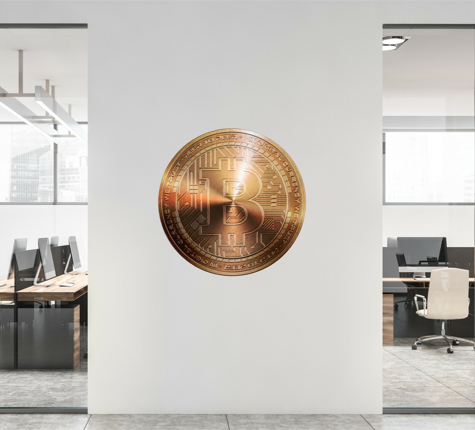 Bronze BITCOIN Cryptocurrency Logo Wall Decal Removable Vinyl Wall Sticker